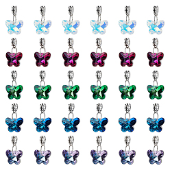 (52) Непрозрачная лаванда 30шт 5 европейские подвески из цветного стекла, ab цвет бабочка большие дырочки подвески, с выводами союзника, античное серебро, разноцветные, 28 мм, 6 шт / цвет