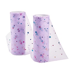 Сливовый Сетчатые ленты с пайетками и звездами, тюль ткань, Тюль-рулонная ткань для юбки, слива, 6 дюйм (15.24 см), о 10 ярдах / рулоне (9.144 м / рулон).