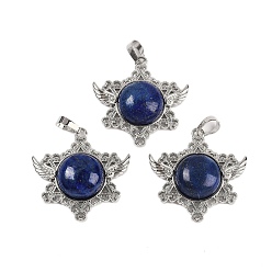 Ляпис-Лазурь Крашеные природные лазурит подвески, с реечной обшивкой латунными выводами, платина, без кадмия и без свинца, звезда, 35x34x7.5~8 мм, отверстие : 5x8 мм