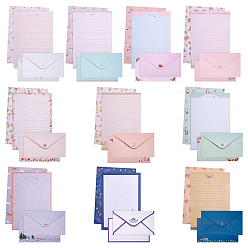 Mixed Shapes 10 сумки 10 набор бумажных конвертов и бумаги для писем, прямоугольник с рисунком, разнообразные, 90~210x143~150x0.1~0.2 мм, 9 шт / пакет, 1 сумка / стиль