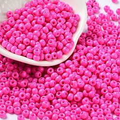 Фуксиновый Выпечка краска стеклянные бусины, круглые, красно-фиолетовые, 4x3 мм, отверстие : 1.2 мм, Около 7650 шт / фунт