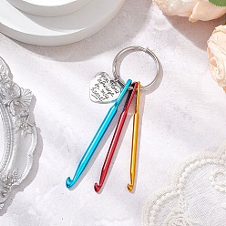 Разноцветный Алюминиевые крючки для ключей брелок, с брелоки железа, сплав плоский круглый, красочный, 102.5 мм