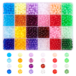 Couleur Mélangete 1680pcs 24 perles en plastique de couleur gelée, Perles acryliques, ronde, couleur mixte, 6x5~5.5mm, Trou: 1.8mm, 24 couleur, 70 pcs / couleur, 1680 pcs / boîte