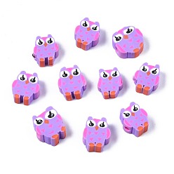 Средний Фиолетовый Бусины из полимерной глины , сова, сирень, 9~10.5x8~10x4~5 мм, отверстие : 1.6 мм