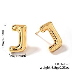 Letter J Латунь серьги, золотые, буква J, 17x10 мм
