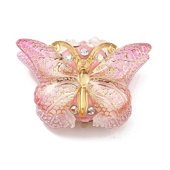 Бледно-Розовый Бусины со стразами, полимерная глина , бабочка акриловые двухсторонние декоративные бусины, для ювелирных изделий diy, брелки и ручки с бусинами, розовый жемчуг, 26x38x17 мм, отверстие : 1.8 мм