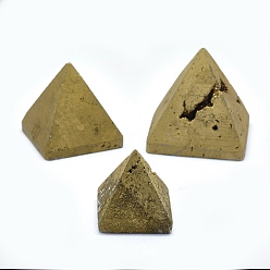 Golden Plated Electroplated Natural Druzy Geode Quartz Home Display Decorations, Pyramid, Golden Plated, 40x40x39mm