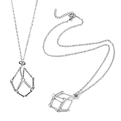 Нержавеющая Сталь Цвет 5 шт. 304 плетеный мешочек из нержавеющей стали в стиле макраме, пустой держатель для камня для изготовления подвесок, ожерелий, Изготовление ожерелья из сети с застежками-когтями-лобстерами и медной проволокой, цвет нержавеющей стали, 19-5/8 дюйм (50 см)