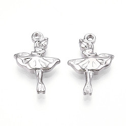 Нержавеющая Сталь Цвет 304 подвески из нержавеющей стали, прелести танцовщицы, анти-тускнение, цвет нержавеющей стали, 19x13x3 мм, отверстие : 1.4 мм