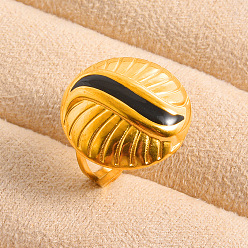 Золотой Регулируемые кольца-манжеты из нержавеющей стали с эмалью для женщин, круглые, золотые, 22 мм, внутренний диаметр: 19 мм