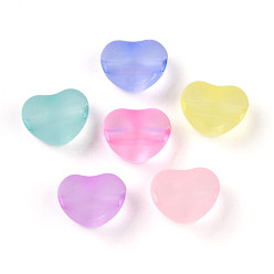 (52) Непрозрачная лаванда Матовые прозрачные акриловые бусины, сердце, разноцветные, 12.5x15x12 мм, отверстие : 2.7 мм, Около 404 шт / 500 г