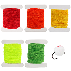 Mixed Color 5Pcs 5 Colors Chenille Fly Fishing Tinsel Tying Materials, Mixed Color, 2mm, about 5.47 Yards(5m)/pc, 1pc/color
