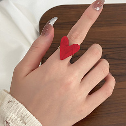 (123L) Белый крем непрозрачный блеск Женские кольца из латуни с акриловыми вставками, золотые, огнеупорный кирпич, Сердце: 21x20 mm, внутренний диаметр: 18 мм