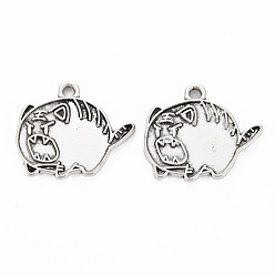Античное Серебро Сплавочные сеттинги для кулона, тибетский стиль, без кадмия и без свинца, тигр, античное серебро, 19.5x22.5x1.5 мм, отверстие : 1.8 мм
