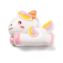 Единорог Единорог тема мультфильм смола декоден кабошоны, красочный, летающий, 19.5x23x7 мм