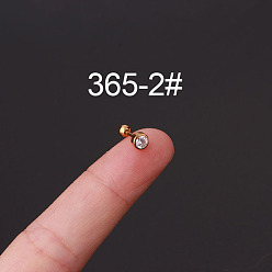 Плоский Круглый 316l серьги для хряща из хирургической нержавеющей стали с микропаве из прозрачного кубического циркония, золотые, плоско-круглые, 6 мм, штифты : 0.8 мм