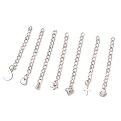 Нержавеющая Сталь Цвет 304 нержавеющей стали концы цепей, с 304 прелестей из нержавеющей стали, разнообразные, цвет нержавеющей стали, 45~52 мм