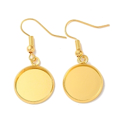 Золотой Железные крючки для сережек с покрытием стойки, с пустыми круглыми подносами, плоско-круглые, золотые, 37 мм, штифты : 0.7 мм