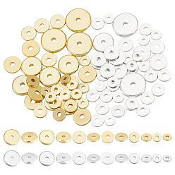 Золотой & Серебряный 12 стили латунные проставки baeds, плоско-круглые, золотой и серебряный, 5~12x1~2 мм, отверстие : 1.6~2 мм