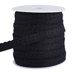 Noir 25 mètres de chinlon à bord ondulé élastique, avec bobines vides en plastique, plat, noir, 10x1mm