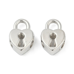 Платина Ccb пластиковые европейские бусины, бусины с большим отверстием, сердце замок, платина, 15.5x10.5x6.5 мм, отверстие : 4.5x4.5 мм