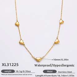 Сердце 316Ожерелья из хирургической нержавеющей стали с звеньями для женщин, реальный 18 k позолоченный, сердце, 16.14 дюйм (41 см), удлинитель 50мм, Кулон : 10 мм