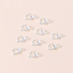 Посеребрённый Сердце сплава когтя омара застежками, 925 серебро покрытием, 12 мм