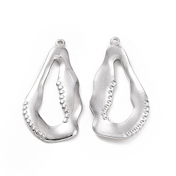 Stainless Steel Color Non-Tarnish 304 Stainless Steel Pendants, Irregular Teardrop Charm, Stainless Steel Color, 36x18x2mm, Hole: 1.2mm