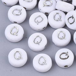 Letter Q Покрытие акриловыми шариками, серебристого металла, обвитыми, горизонтальное отверстие, плоские круглые с буквы, белые, letter.q, 7x4 мм, отверстие : 1.2 мм, о 3600 шт / 500 г.