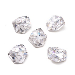 Crystal Glass Rhinestone Cabochons, Pointed Back & Back Plated, Nuggets, Clear, 10x9x4mm