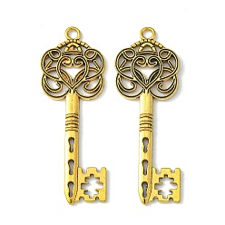 Antique Golden Tibetan Style Alloy Big Skeleton Key Pendants, Cadmium Free & Nickel Free & Lead Free, Antique Golden, 60x22x2mm, Hole: 2mm