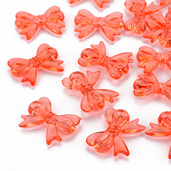 Лосось Прозрачные акриловые бусины, бантом, salmon, 23x29.5x6 мм, отверстие : 1.6 мм, Около 293 шт / 500 г