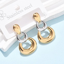 Золотой & Цвет Нержавеющей Стали 304 двухцветные серьги-гвоздики в форме тыквы из нержавеющей стали, ионное покрытие (ip), золотые и нержавеющая сталь цвет, 32.5x19 мм