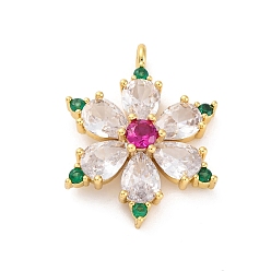 Настоящее золото 18K Покрытие стойки латунь с подвесками из фианита, долговечный, без свинца и без кадмия, , реальный 18 k позолоченный, 26x19.5x5 мм, отверстие : 1.8 мм