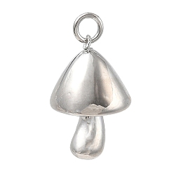 Platinum Brass Pendants, Mushroom Charms, Cadmium Free & Lead Free, Rack Plating, Long-Lasting Plated, Platinum, 20x14mm, Hole: 3.5mm