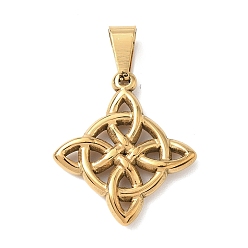 Настоящее золото 18K 304 подвески из нержавеющей стали, трикетра, ручная полировка, ионное покрытие (ip), реальный 18 k позолоченный, 28.5x25x4 мм, отверстие : 4x7.5 мм