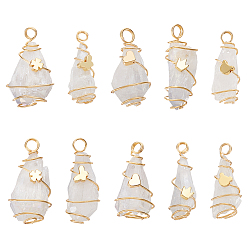 Желтая Старая Ткань  10шт 5 стили гальванические подвески из натуральной кварцевой медной проволоки, слезинки, с латунной бисера, золотые, старое кружево, 25~37x6~13 мм, отверстие : 3.5~4 мм, 2 шт / стиль