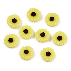 Желтый Непрозрачные кабошоны из смолы, цветок, желтые, 8.5x3 мм