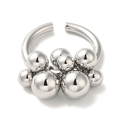 Платина Латунные открытые манжеты для женщин, без кадмия и без свинца, круглые, платина, размер США 7 1/4 (17.5 мм)