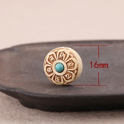 Weizen Pappelholzperlen, mit synthetischen Türkis, Weizen, 16x12 mm