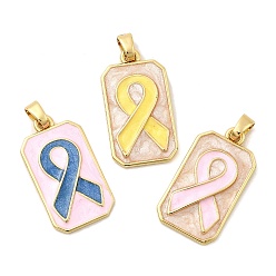 (52) Непрозрачная лаванда Подвески из латуни с эмалью в форме прямоугольника с узором из шелковой ленты, стойки покрытие, долговечный, без кадмия и без свинца, золотые, разноцветные, 28x15.5x2.5 мм, отверстие : 5.5x3.5 мм