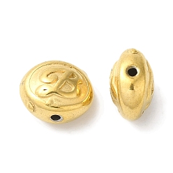 Золотой 304 из нержавеющей стали бусы, плоский круглый с буквой b, золотые, 7x8x5 мм, отверстие : 1 мм