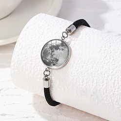 Другие Сплав стекла плоские круглые звенья браслеты, браслеты из нейлонового шнура для пары друзей, небо, 6-1/2~8-1/2 дюйм (16.5~21.5 см)