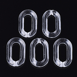 Clear Transparent Acrylic Linking Rings, Quick Link Connectors, for Cable Chains Making, Oval, Clear, 28x17x5mm, Inner Diameter: 18x8mm, about 400pcs/500g
