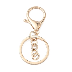Light Gold Сплава брелок застежки, с железной фурнитурой и застежками-карабинами, золотой свет, 66.5 мм