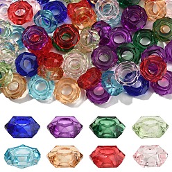 (52) Непрозрачная лаванда 80 шт 8 цвета эпоксидной смолы европейские бусины, бусины с большим отверстием, пончик, граненые, разноцветные, 13~14x5 мм, отверстие : 6 мм, 10 шт / цвет