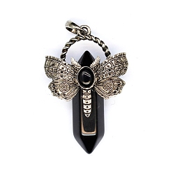 Обсидиан Природные подвески обсидиана, пуля с крылом, 25x16x7 мм