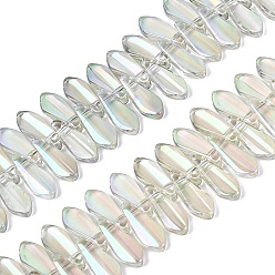 Бледно-Зеленый Стеклянные бусины, слеза, Топ пробуренной, бледно-зеленый, 15~16x6x4~4.5 мм, отверстие : 0.9~1 мм, около 119~120 шт / нитка, 17.32~18.11 дюйм (44~46 см)