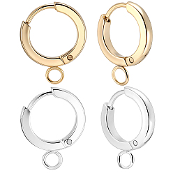 Золотой & Серебряный 16 шт. 2 цвета 201 фурнитура для сережек-колец из нержавеющей стали, с вертикальной петлей, с 316 хирургическими серьгами из нержавеющей стали, кольцо, золотой и серебряный, 13x2 мм, отверстие : 2.7 мм, штифты : 1 мм, 8 шт / цвет