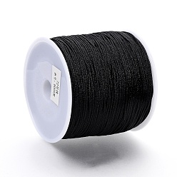 Black Nylon Thread, Nylon String, Chinese Knotting Cord, for Beading Jewelry Making, Black, 0.8mm, about 109.36 yards(100m)/roll